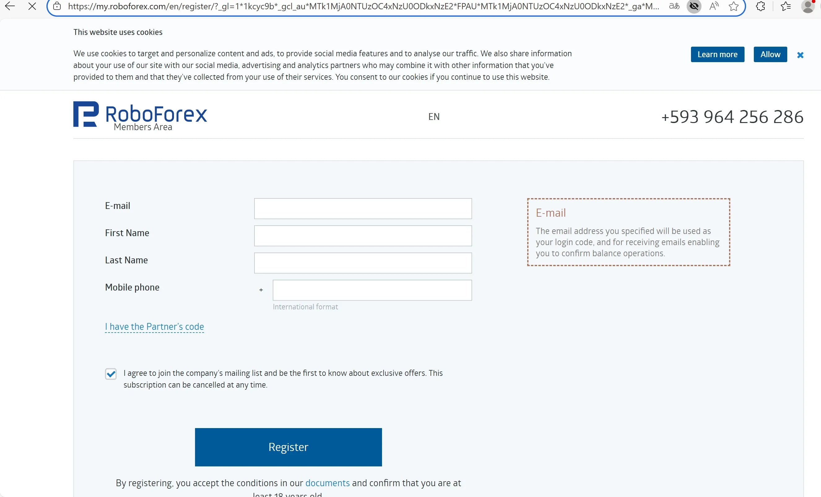 Go to the registration page Go to the registration page