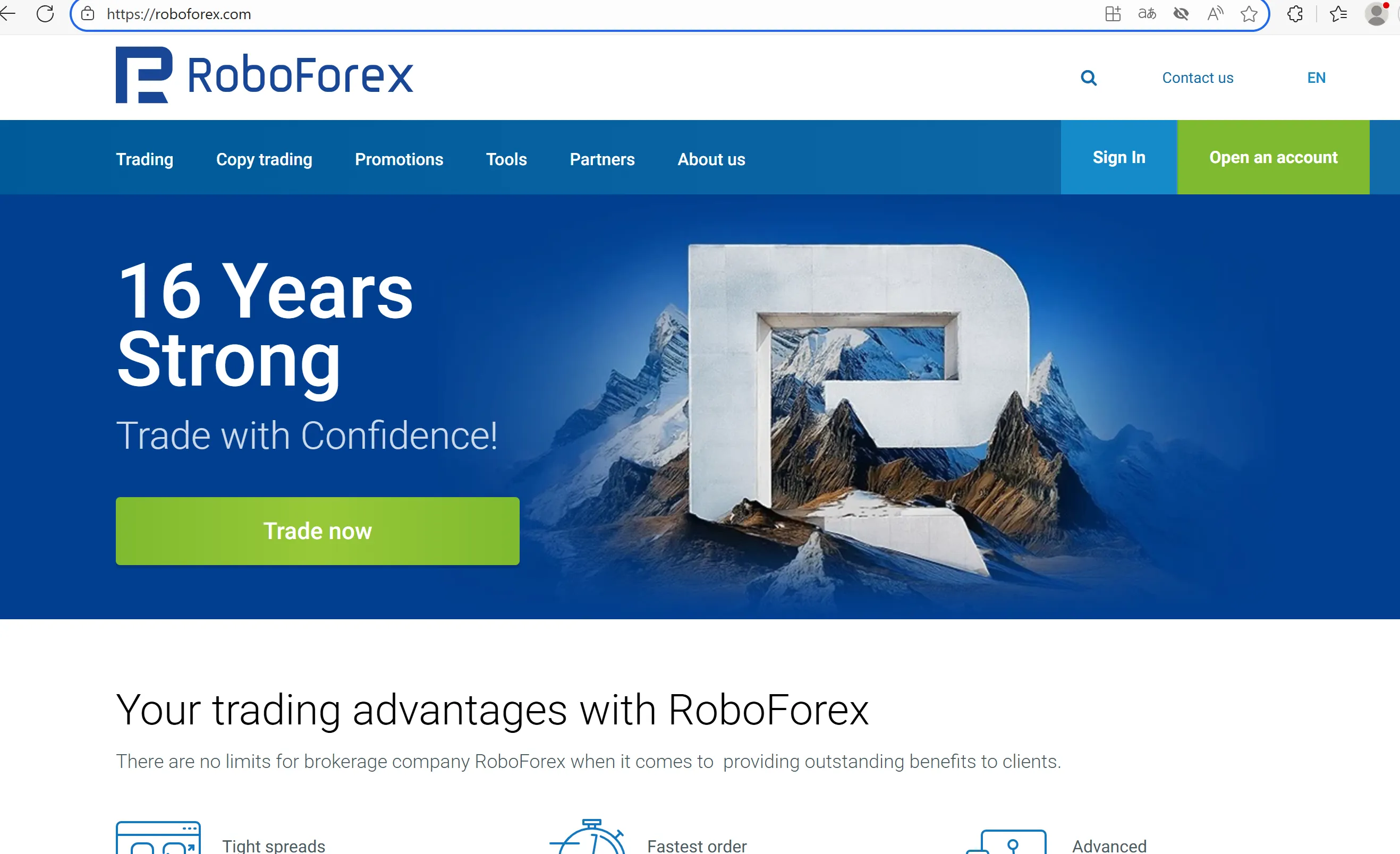 RoboForex's homepage RoboForex's homepage