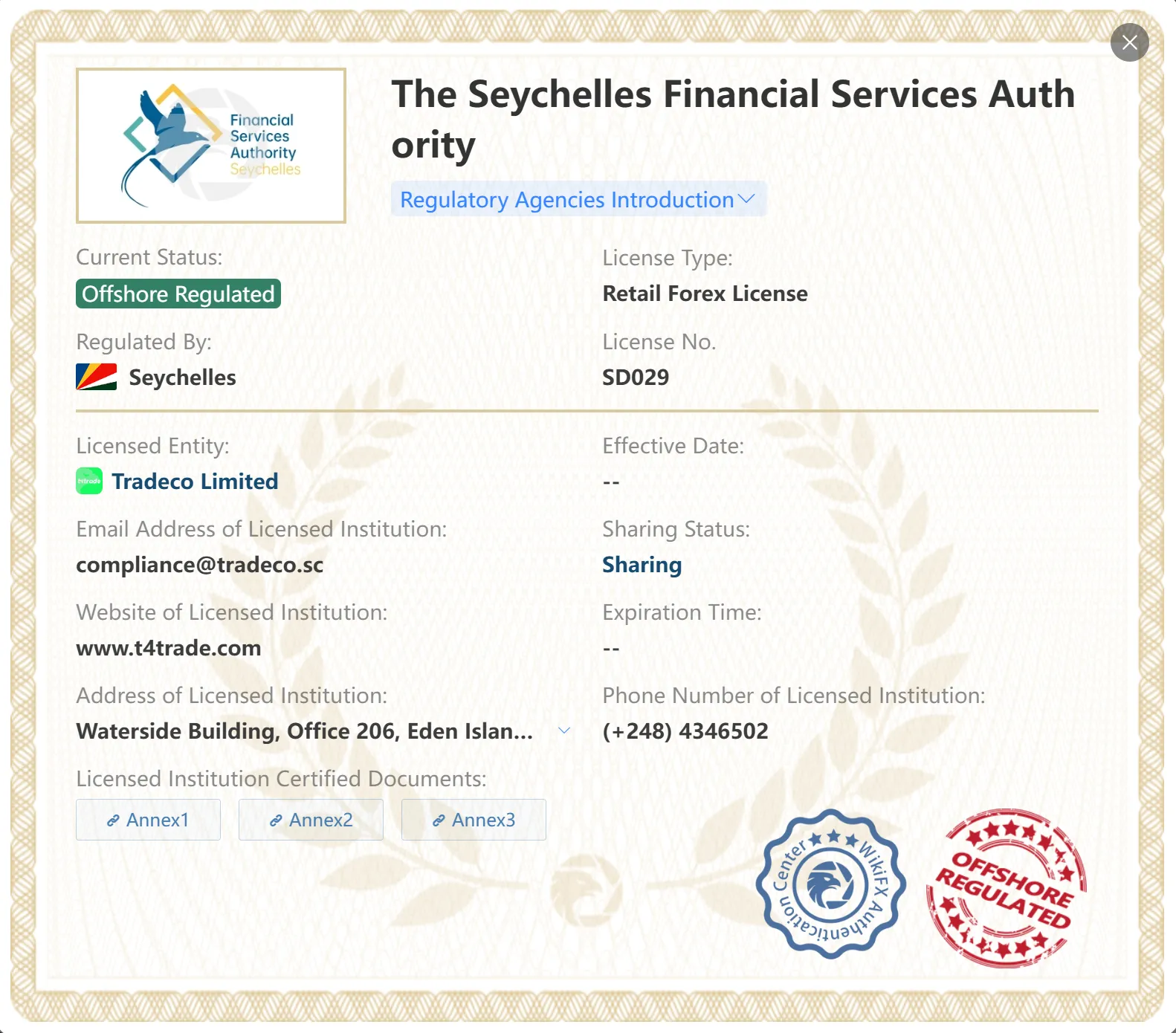 Offshore regulated by FSA Offshore regulated by FSA