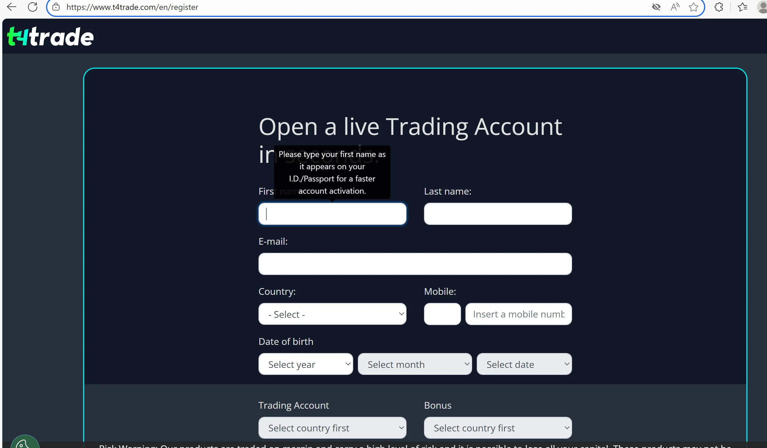 Register a profile Register a profile
