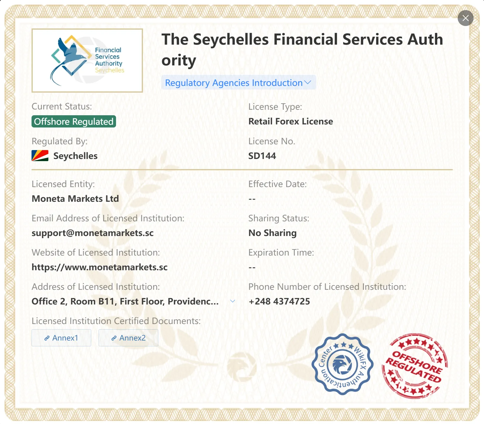 Offshore regulated by FSA Offshore regulated by FSA