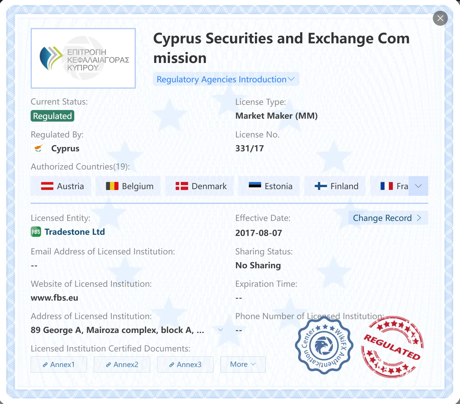 Regulated by CySEC Regulated by CySEC