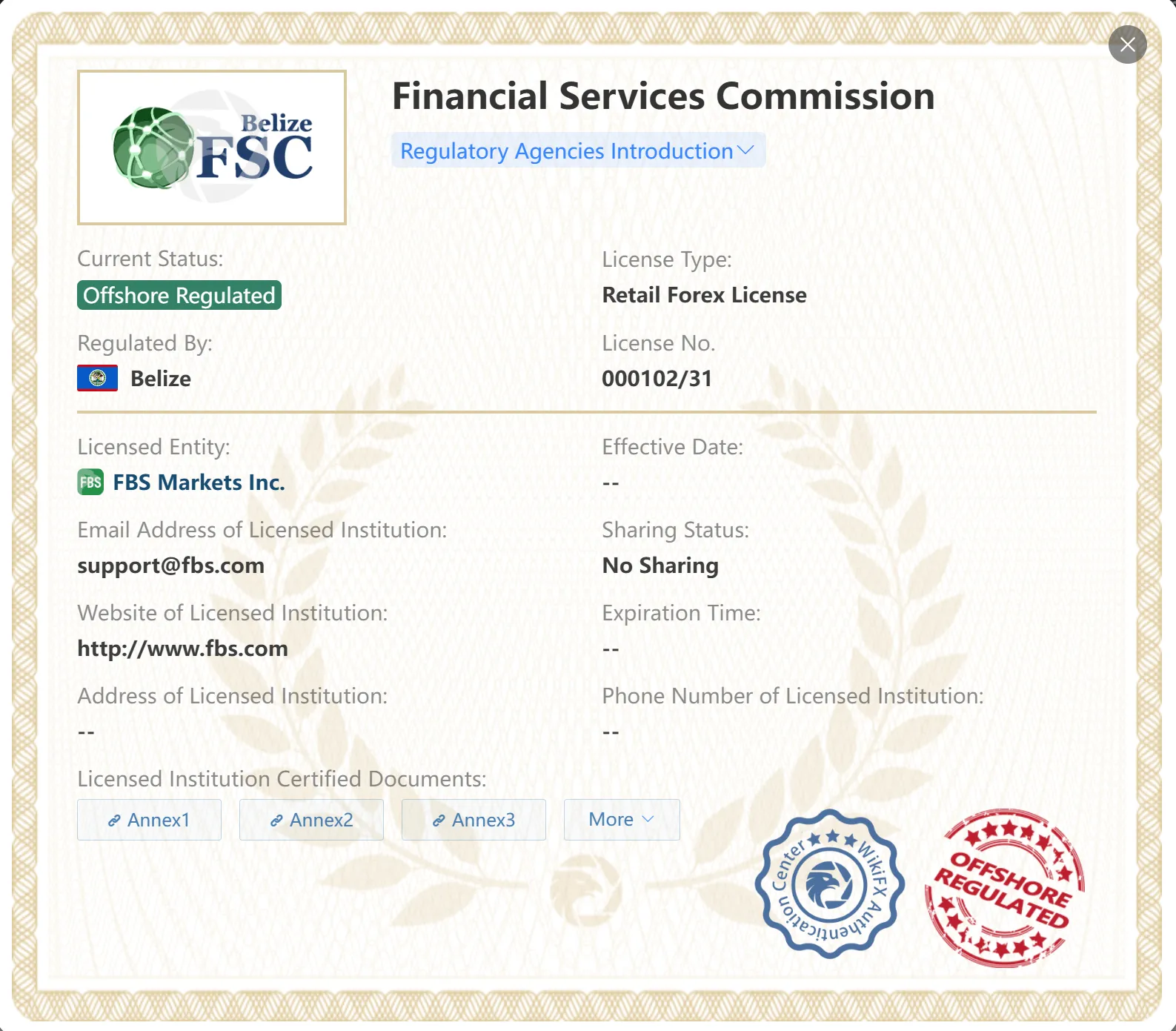 Offshore regulated by FSC Offshore regulated by FSC