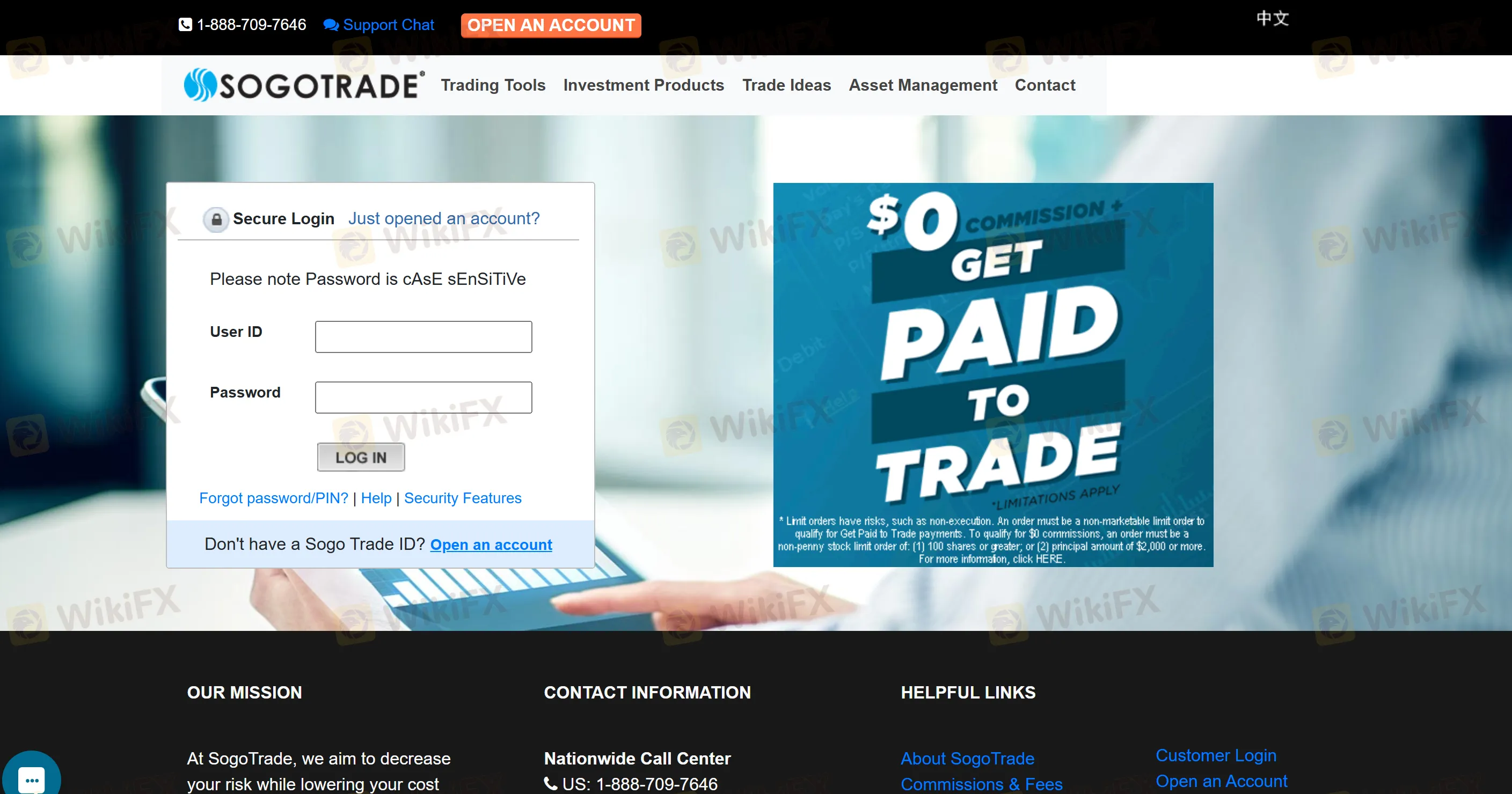Account registration page