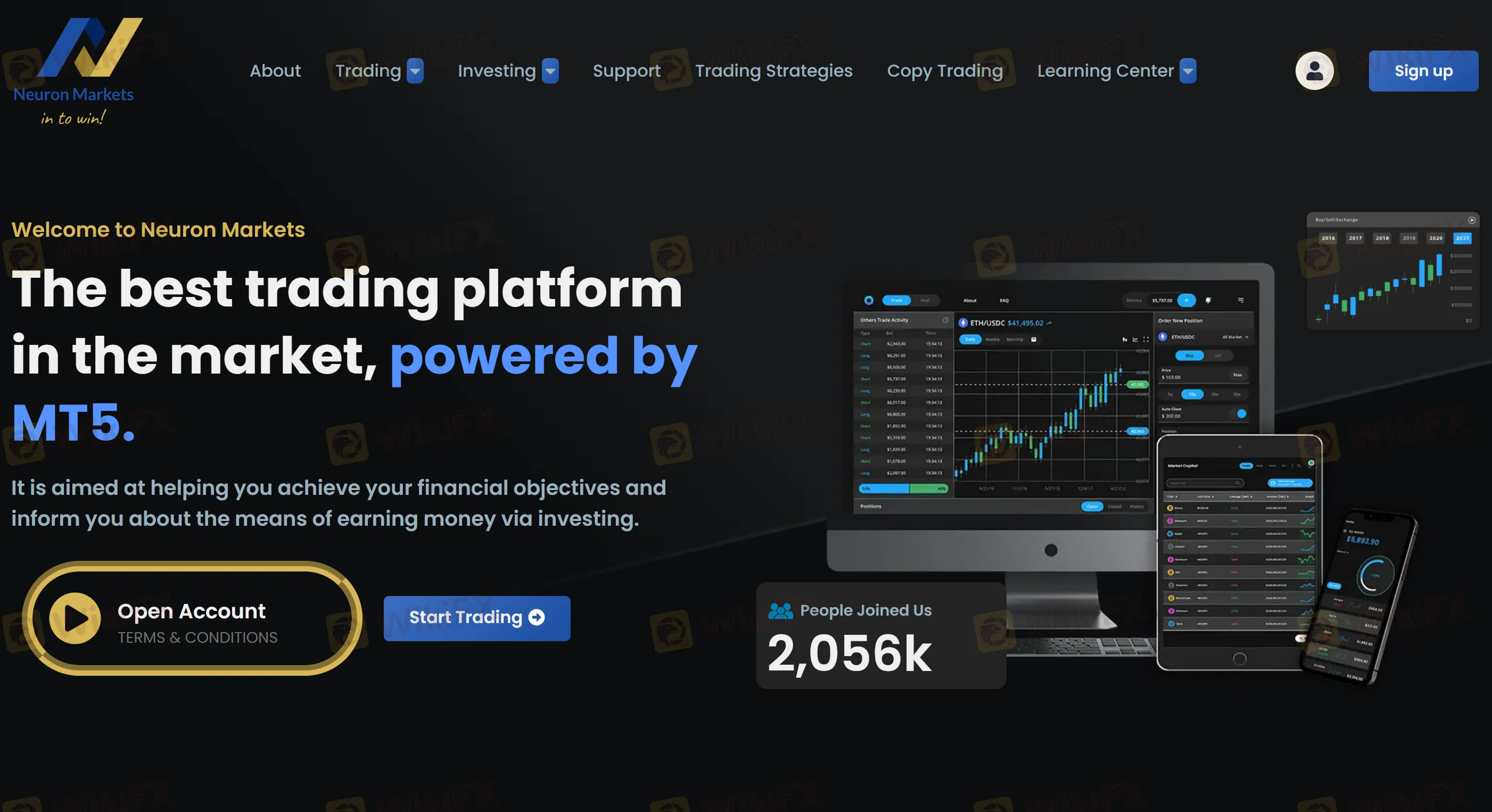 Neuron Markets' homepage