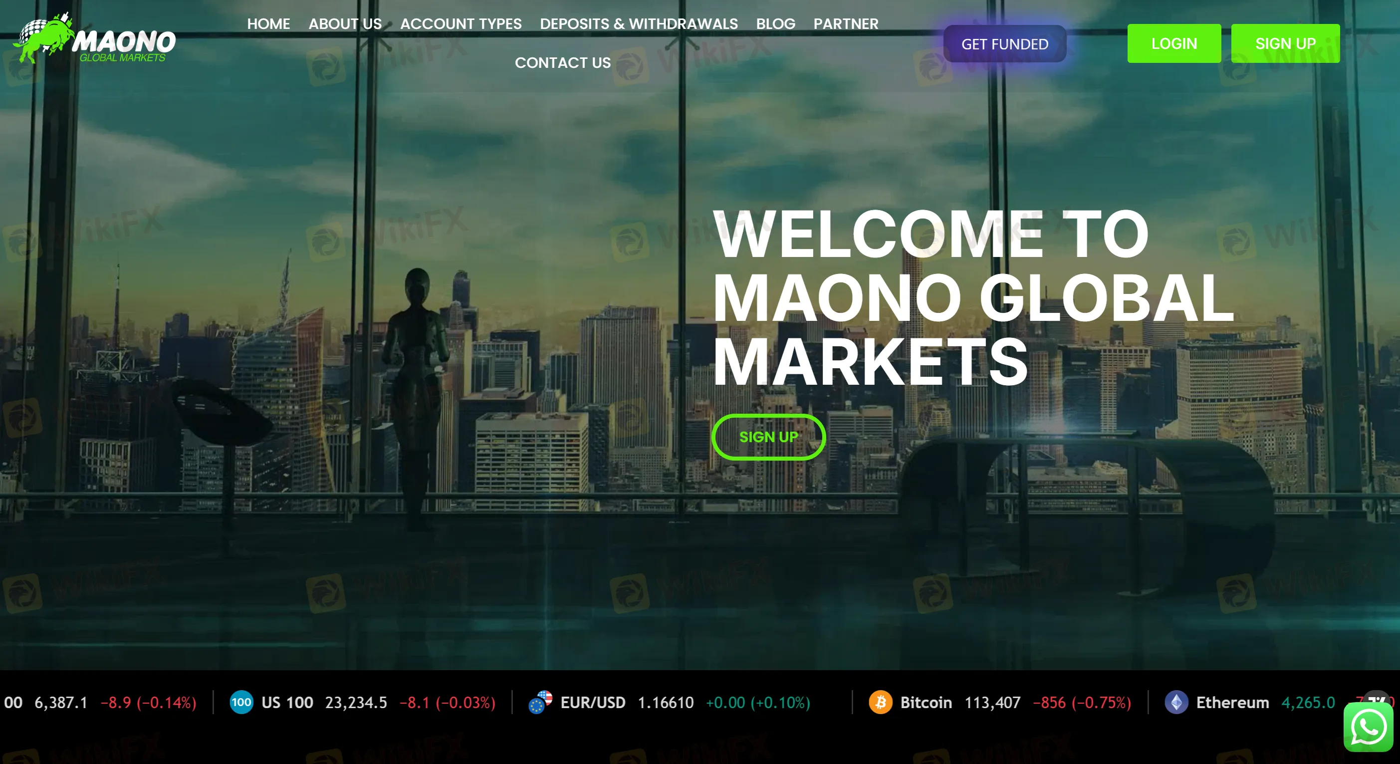 Maono Global Markets' homepage