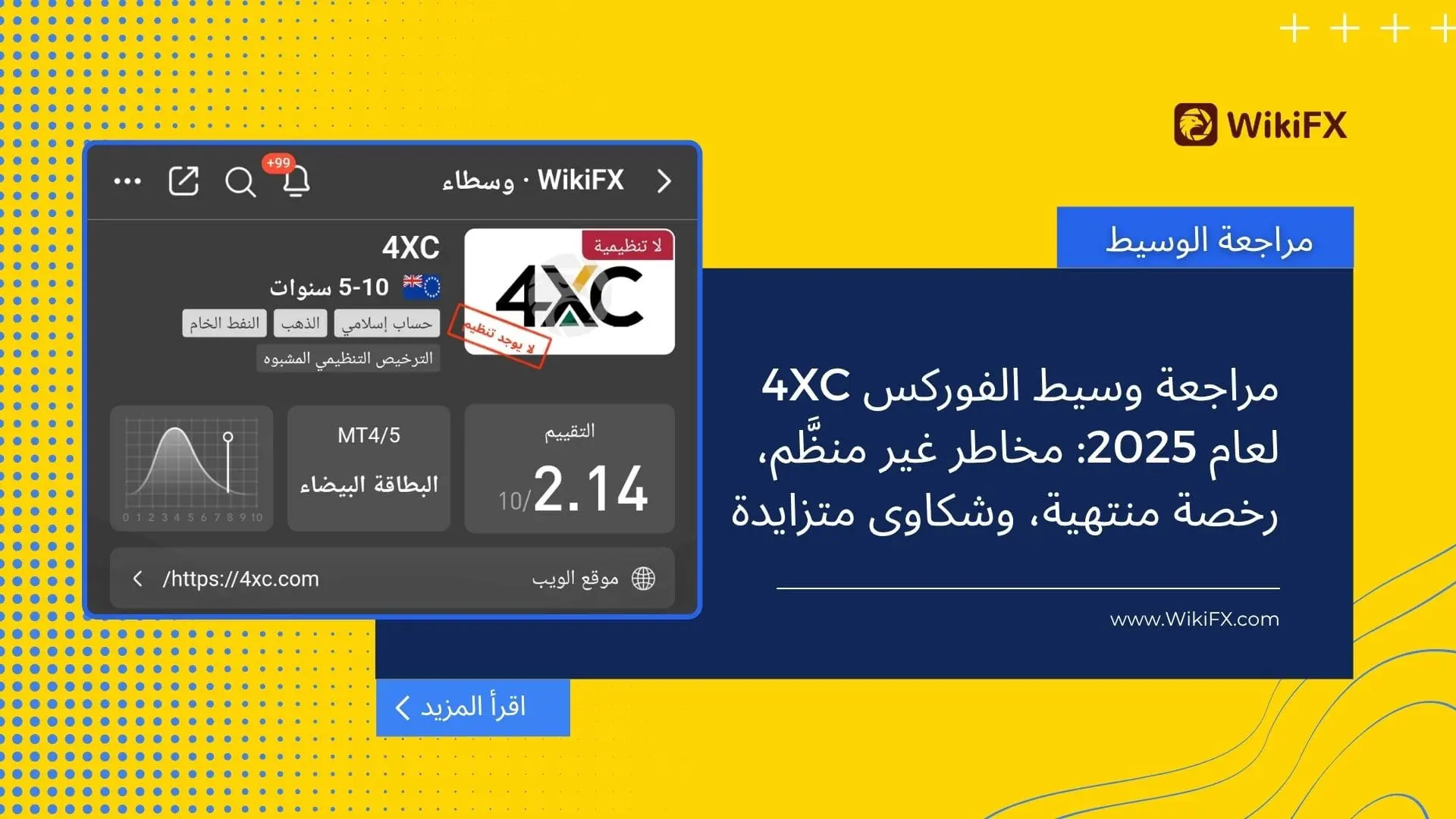 مراجعة وسيط الفوركس 4XC لعام 2025: مخاطر غير منظَّم، رخصة منتهية، وشكاوى متزايدة