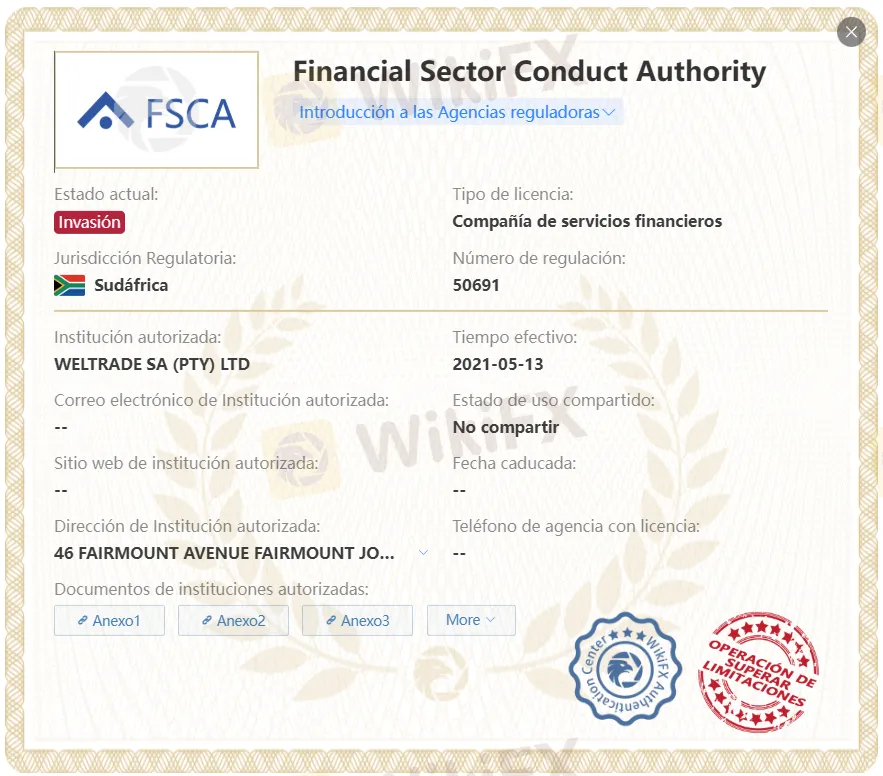 WELTRADE regulación