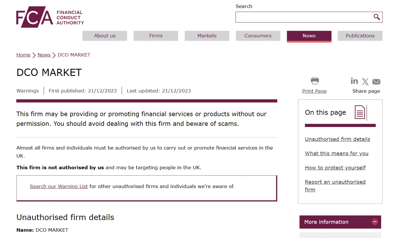 DCO Market FCA DCO Market FCA