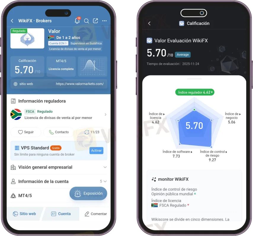 Opiniones del broker Valor