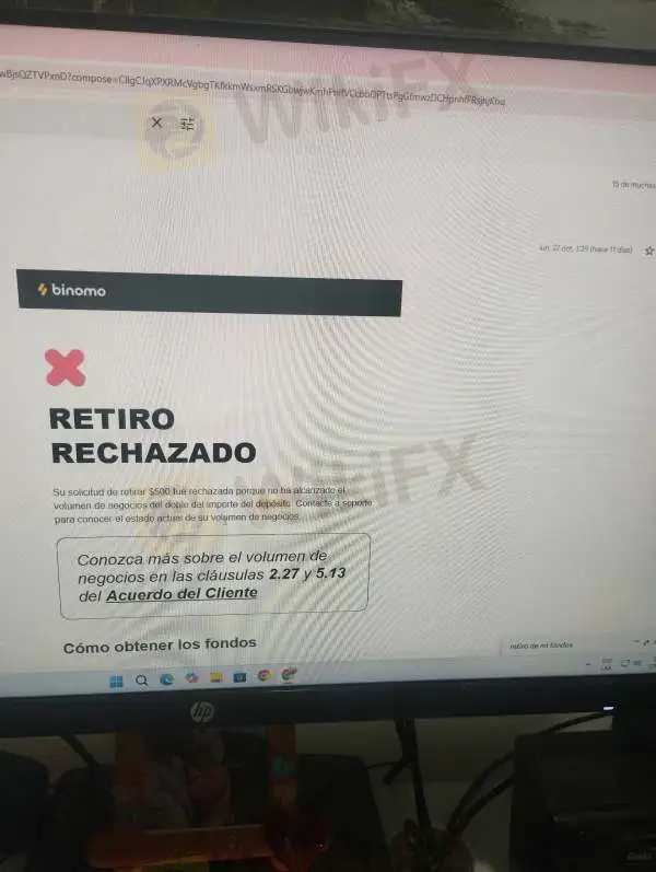 retiro bloqueado Binomo