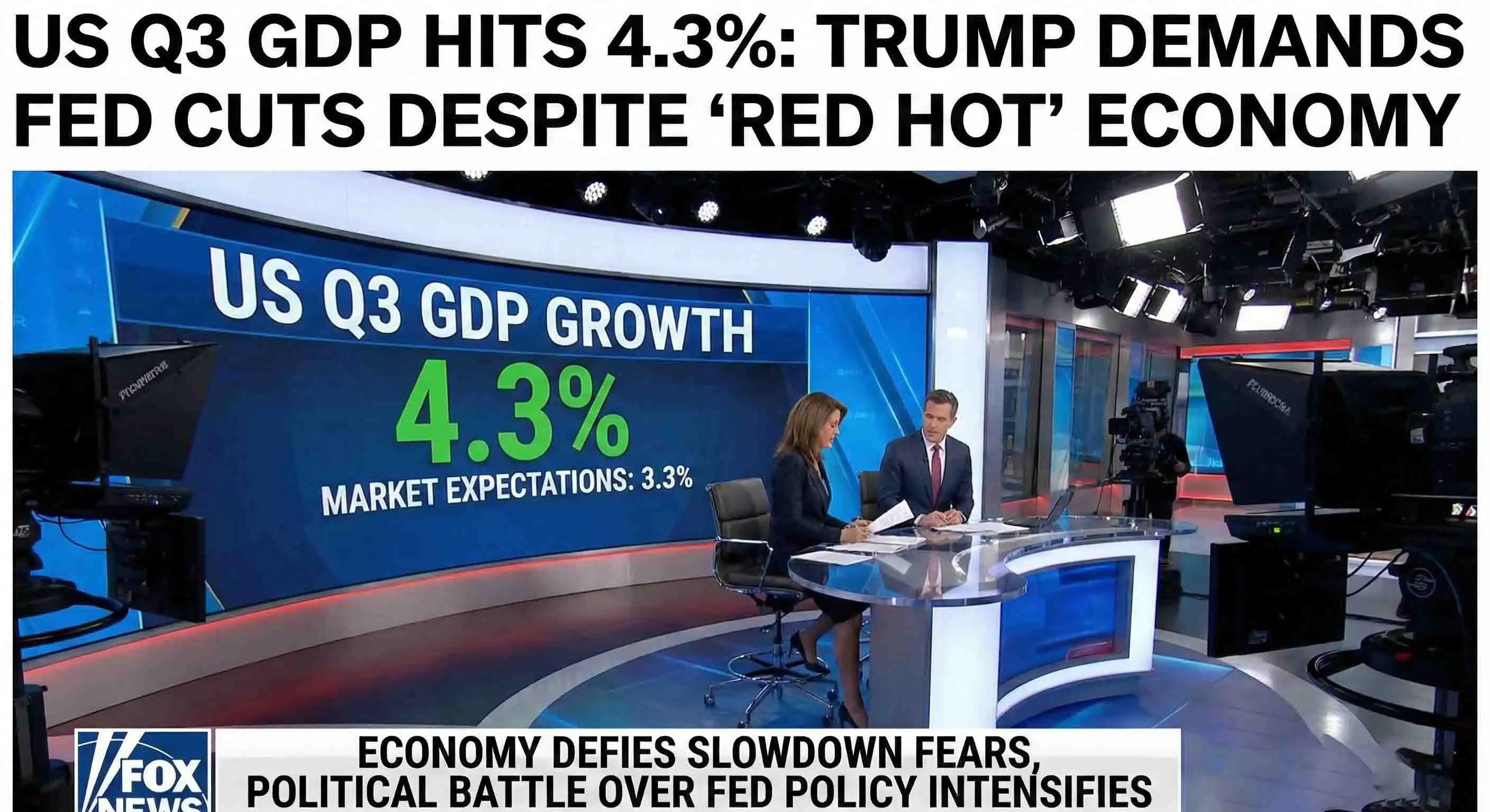 US Q3 GDP Hits 4.3%: Trump Demands Fed Cuts Despite "Red Hot" Economy