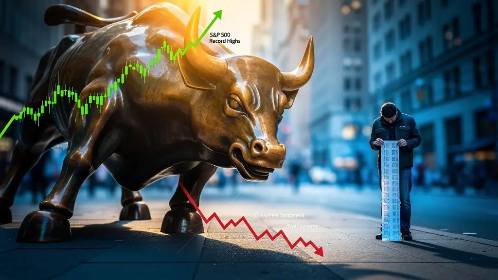 Wall Street at Record Highs Clashes with Deteriorating Consumer Sentiment; Dollar Direction Hears Mi