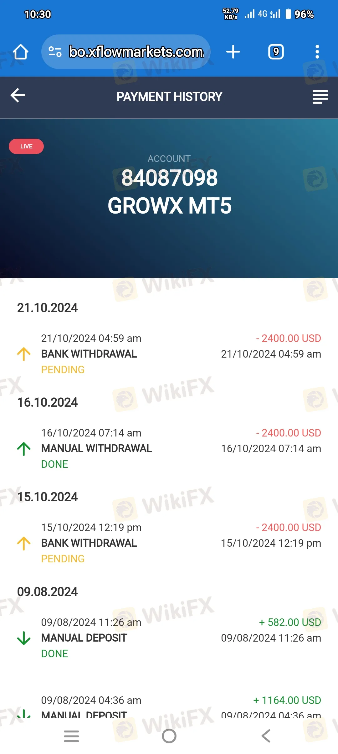 Evidence Image: User complaint regarding $3800 withdrawal failure