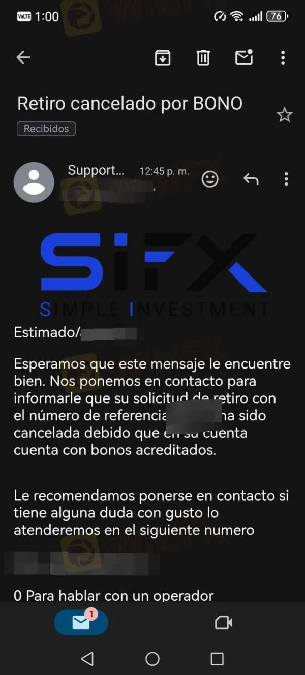 SIFX estafa