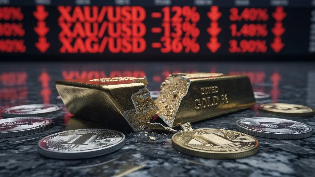 Precious Metals Capitulation: Gold Plunges 12% to Break $5,000 Support