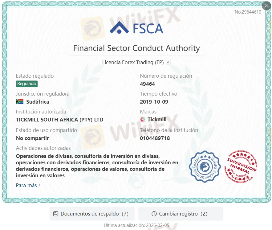 TICKMILL regulación