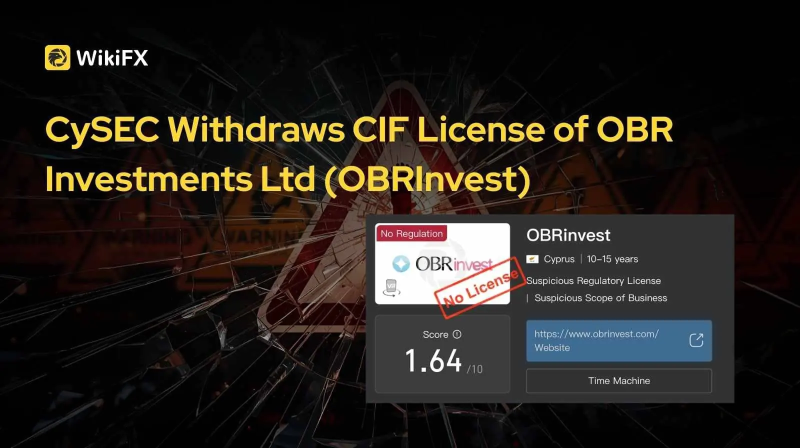 CySEC Withdraws CIF License of OBR Investments Ltd (OBRInvest)