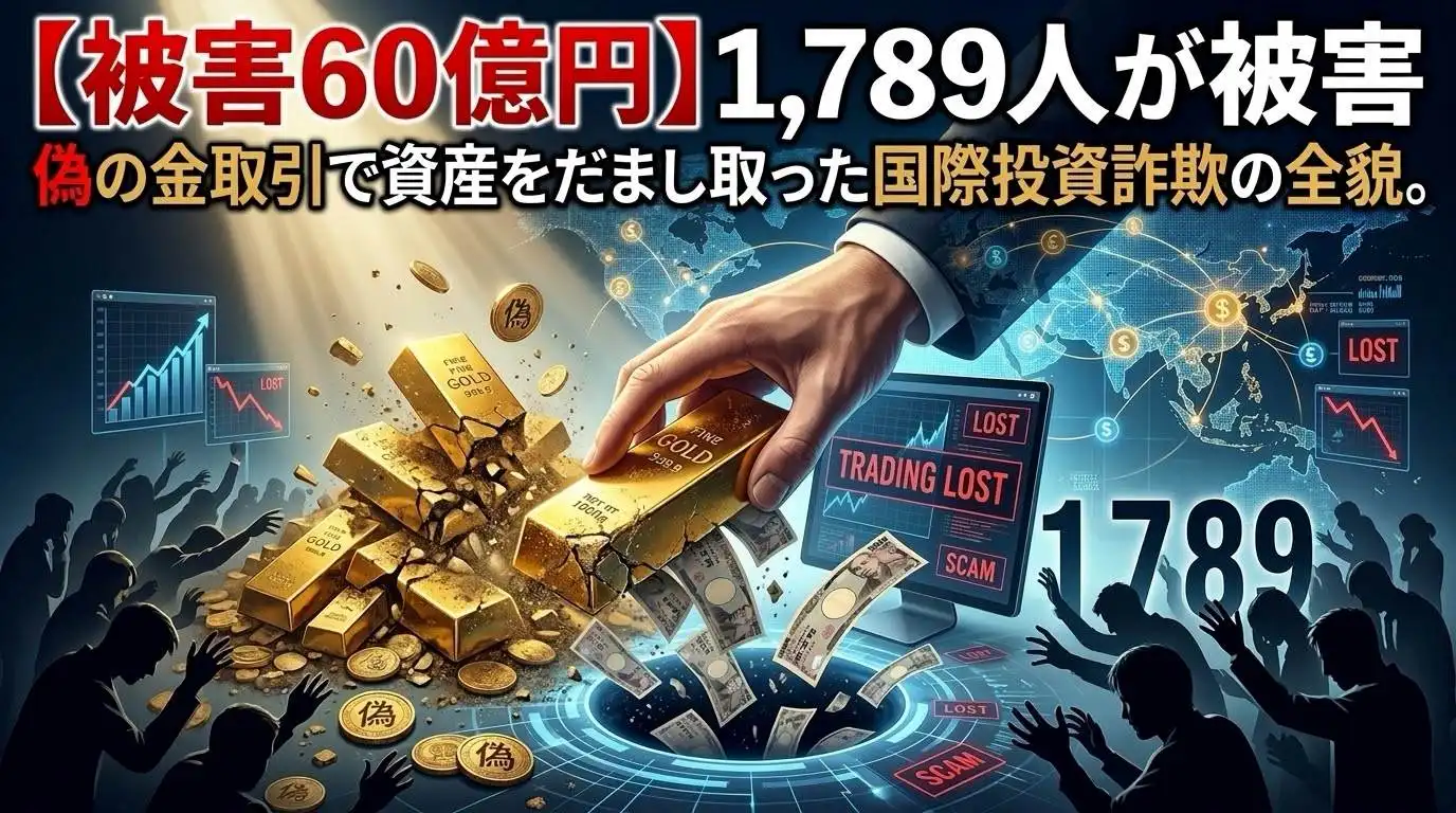 【被害60億円】1,789人が被害　偽の金取引で資産をだまし取った国際投資詐欺の全貌