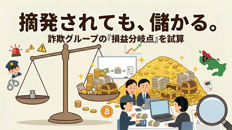 摘発されても儲かるのか？ 詐欺グループの『損益分岐点』を試算