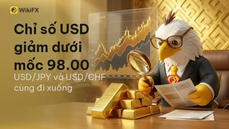 Chỉ số USD giảm dưới mốc 98.00 kéo tỷ giá USD/JPY và USD/CHF đồng loạt đi xuống