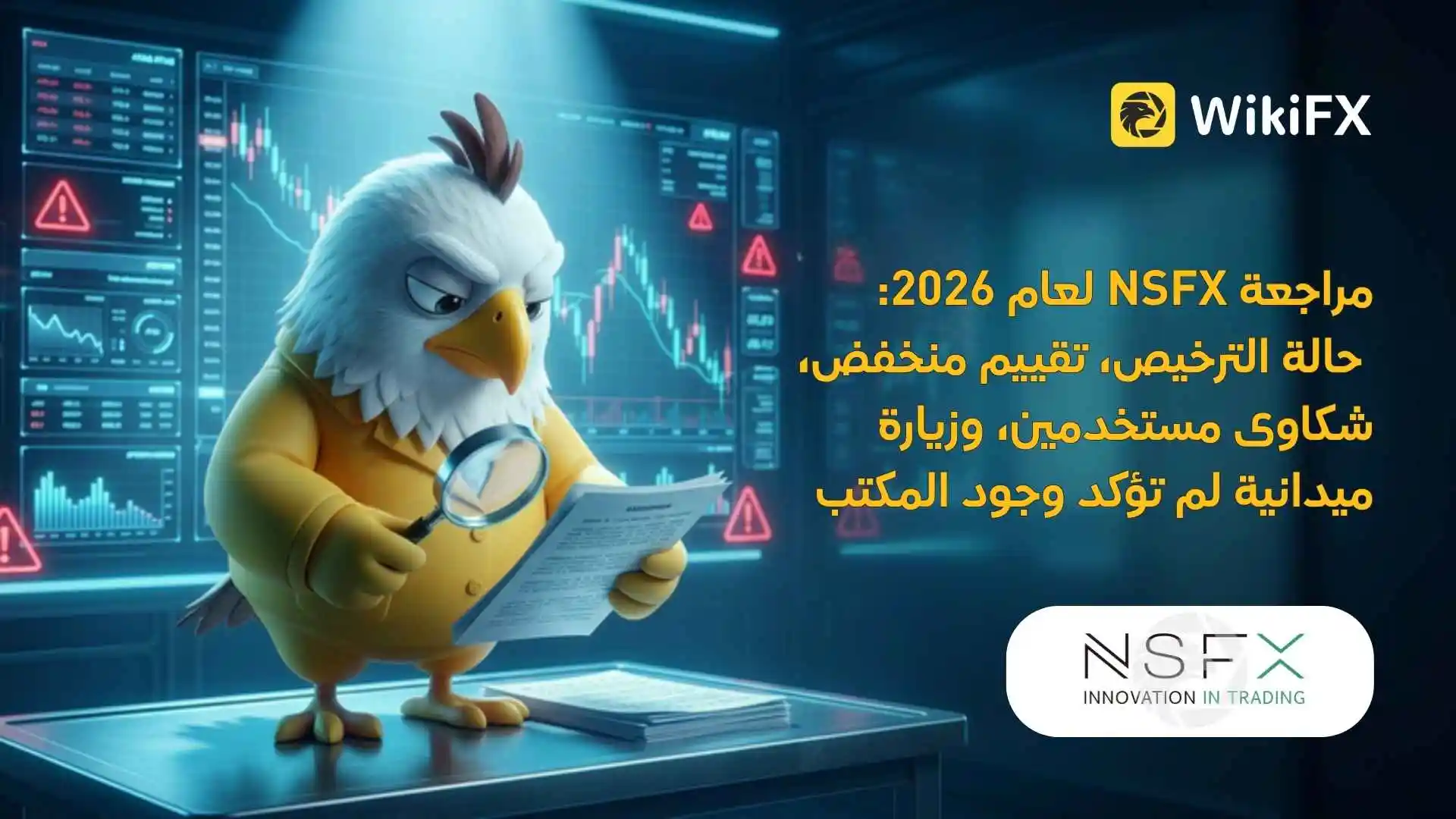 مراجعة NSFX لعام 2026: حالة الترخيص، تقييم منخفض، شكاوى مستخدمين، وزيارة ميدانية لم تؤكد وجود المكتب