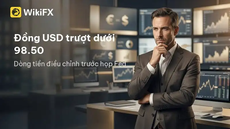 Đồng USD trượt dưới 98.50 khi dòng tiền điều chỉnh trước cuộc họp của Fed và dữ liệu giá dầu