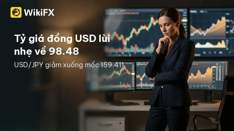 Tỷ giá đồng USD lùi nhẹ về 98.48 giữa bế tắc ngoại giao Mỹ và Iran, USD/JPY giảm xuống mốc 159.411