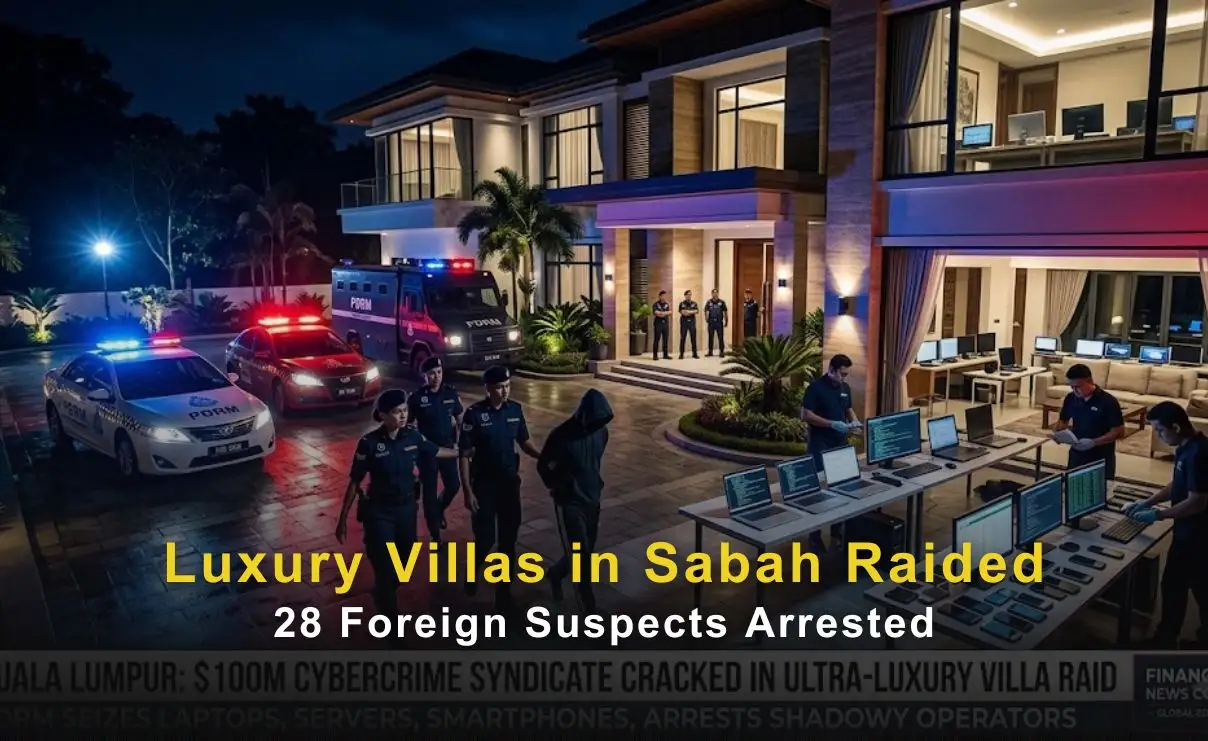 Luxury Villas in Sabah Raided, 28 Foreign Suspects Arrested