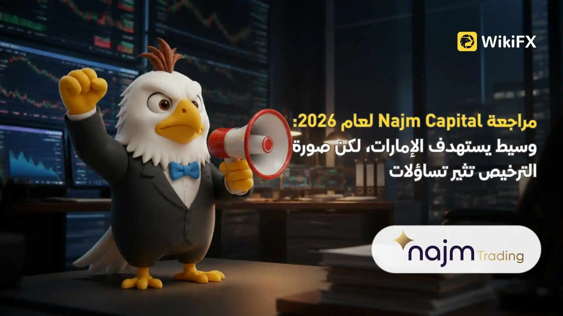 مراجعة Najm Capital لعام 2026: وسيط يستهدف الإمارات، لكن صورة الترخيص تثير تساؤلات