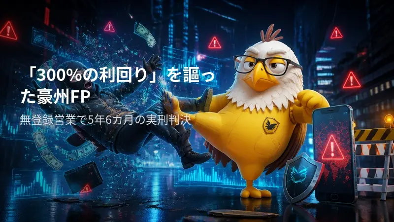 「300%の利回り」を謳った豪州FP、無登録営業で5年6カ月の実刑判決