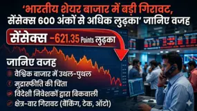 भारतीय शेयर बाजार में बड़ी गिरावट, सेंसेक्स 600 अंकों से अधिक लुढ़का: जानिए वजह
