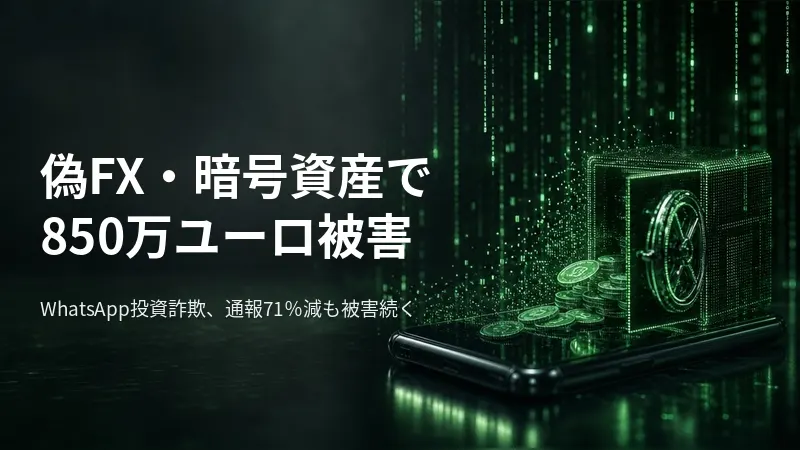 WhatsApp投資詐欺、通報71%減も被害続く 偽FX・暗号資産で850万ユーロ被害