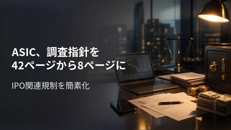ASIC、調査指針を42ページから8ページに IPO関連規制を簡素化