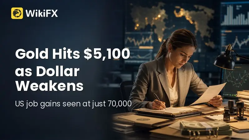 Gold Tops $5,100 as Dollar Slips Before Key US Jobs Data