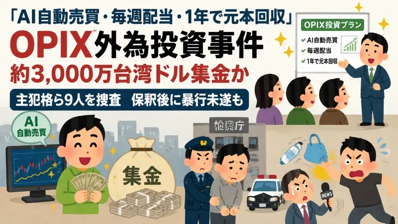 AI自動売買をうたう海外FX投資で資金集め　OPIX事件、約3,000万台湾ドル規模に発展