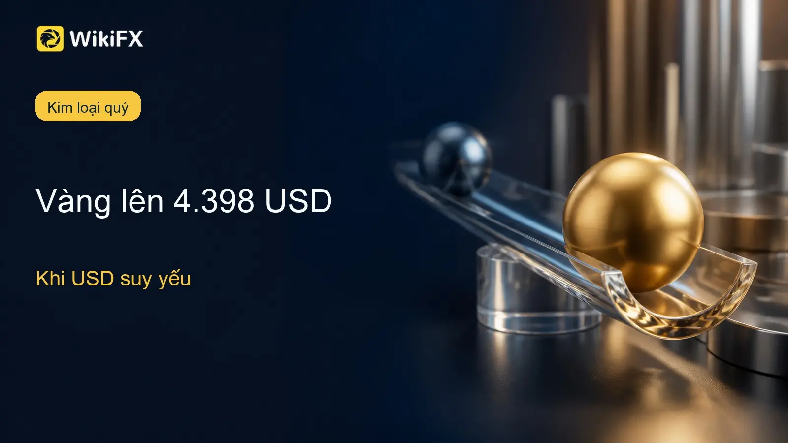 Vàng lên 4.398 USD khi USD suy yếu