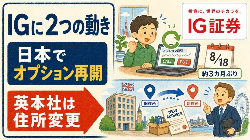 IGに2つの動き 日本でオプション再開、英本社は住所変更