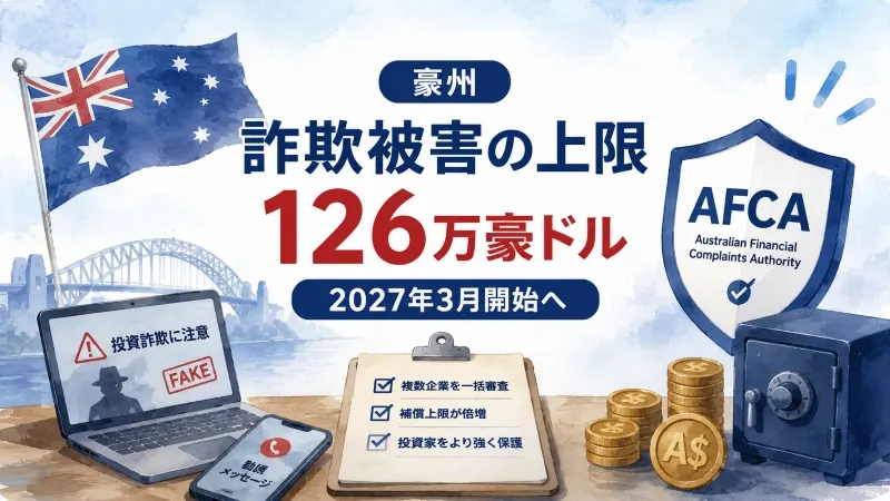 豪州、詐欺被害の上限126万豪ドル 2027年3月開始へ