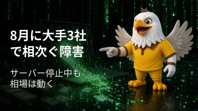 8月に大手3社で相次ぐ障害 「サーバー停止中も相場は動く」