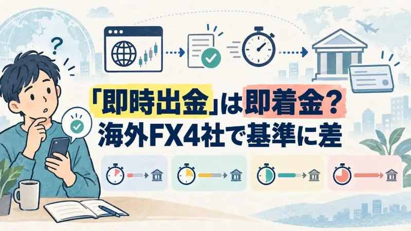 「即時出金」は即着金?海外FX4社で基準に差