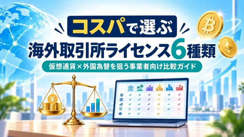 コスパで選ぶ海外取引所ライセンス6種類｜仮想通貨×外国為替を狙う事業者向け比較ガイド