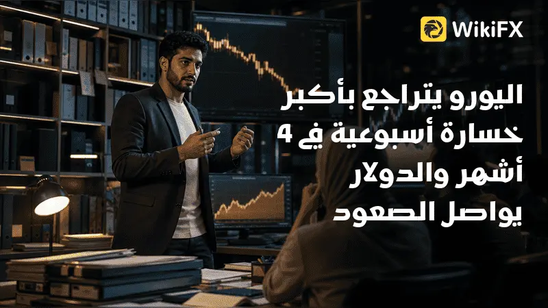 اليورو يتراجع بأكبر خسارة أسبوعية في 4 أشهر والدولار يواصل الصعود