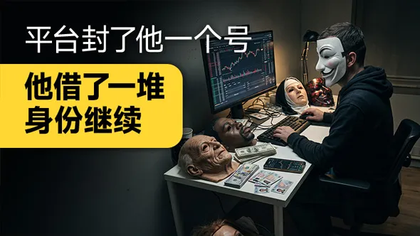 平台封了他一个号 他借了一堆身份继续