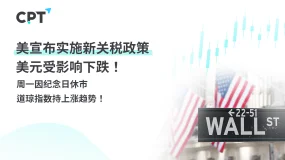 今日聚焦｜美宣布实施新关税政策，美元受影响下跌！周一因纪念日休市，道琼指数持上涨趋势！