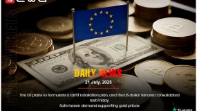 EU plans tariff retaliation; USD fell, gold supported by safe-haven demand.